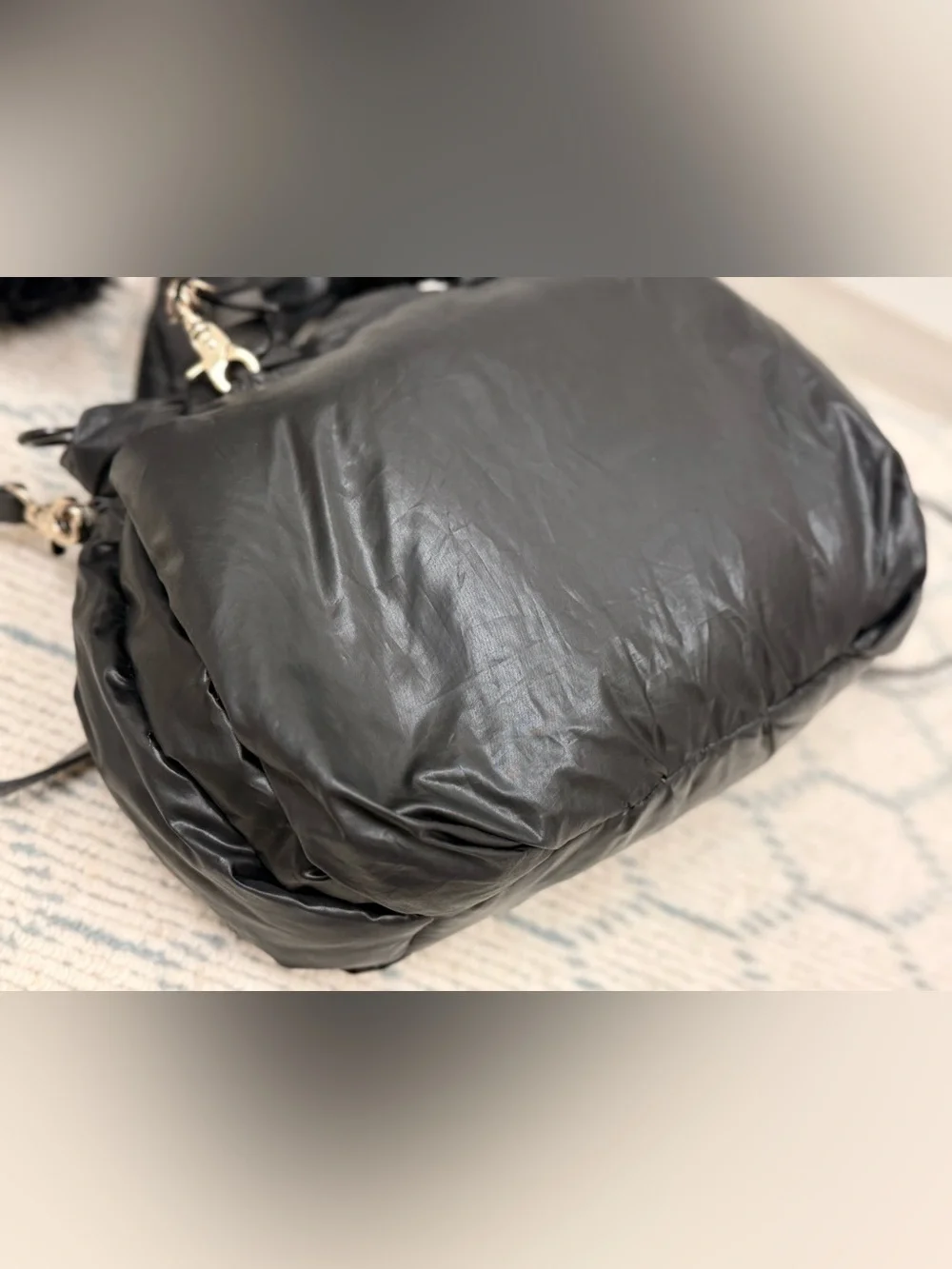 SEE BY CHLOE Y2K “Joy Rider” Black Puffy Nylon 2-Way Crossbody Bag W/ Charms